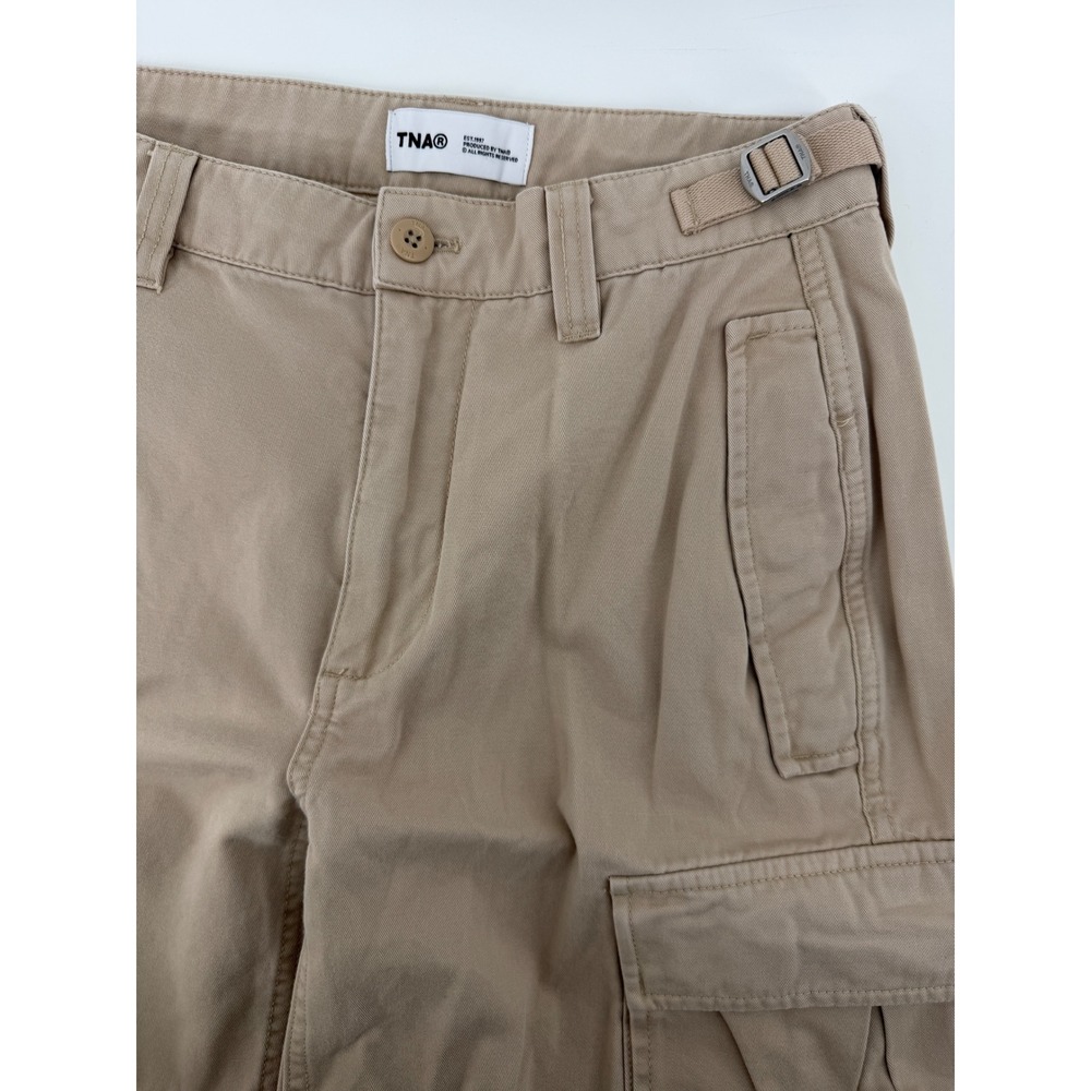 TNA Aritzia Supply Cargo Pants Khaki Tan Organic Cotton Wide Leg Size 4